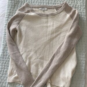 Madewell Cream and Tan Crew Neck Sweater